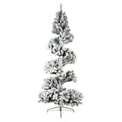 Snowy Spiral Flocked Christmas Tree