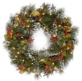 Festive Pine Pre Lit Christmas Wreath 48inch 