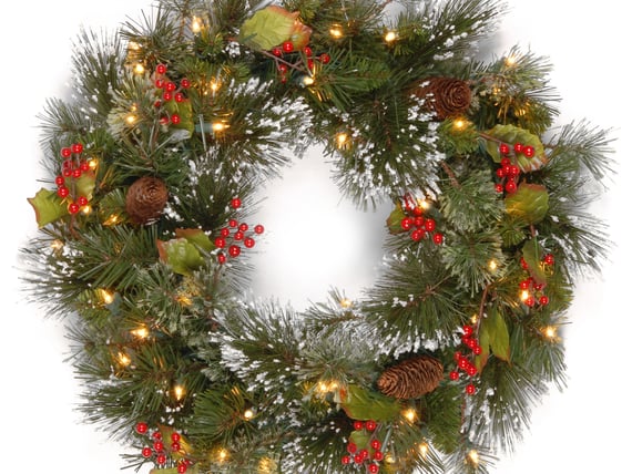 Festive Pine Pre Lit Christmas Wreath 48inch 