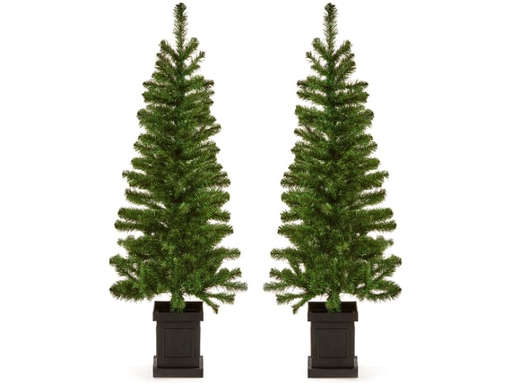 Twin Potted Welcoming Christmas Trees 4ft